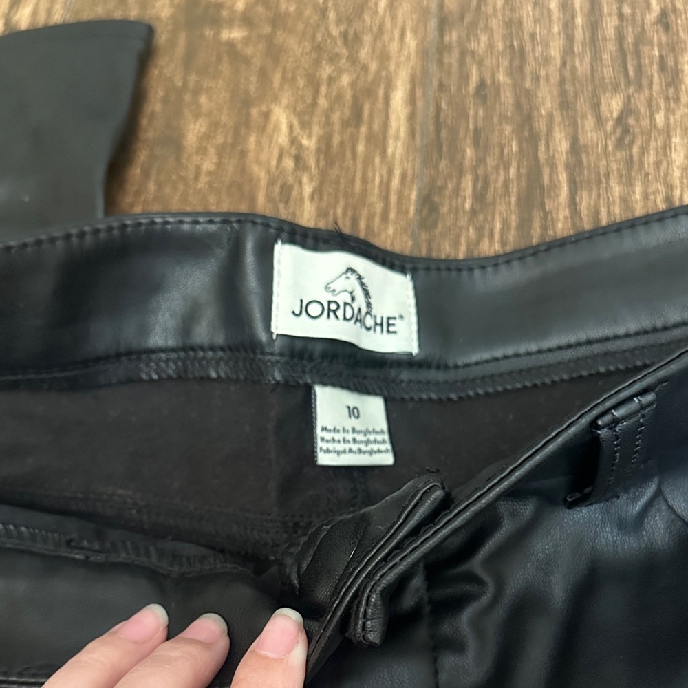 Jordache Black Faux Leather Trousers - Picture 2 of 6